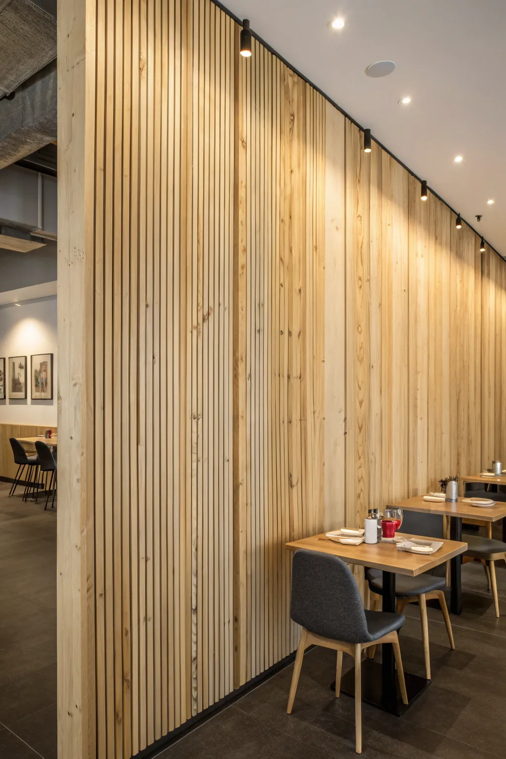 Elevate your space with the elegance of vertical plywood design.