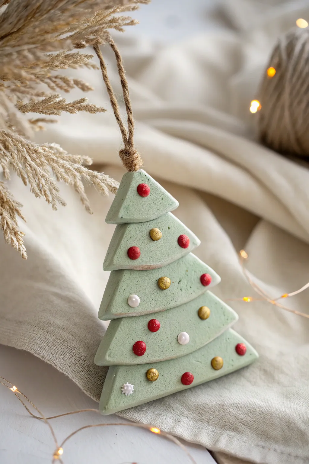 Add a touch of minimalist charm to your holiday decor with these handcrafted polymer clay Christmas tree ornaments.