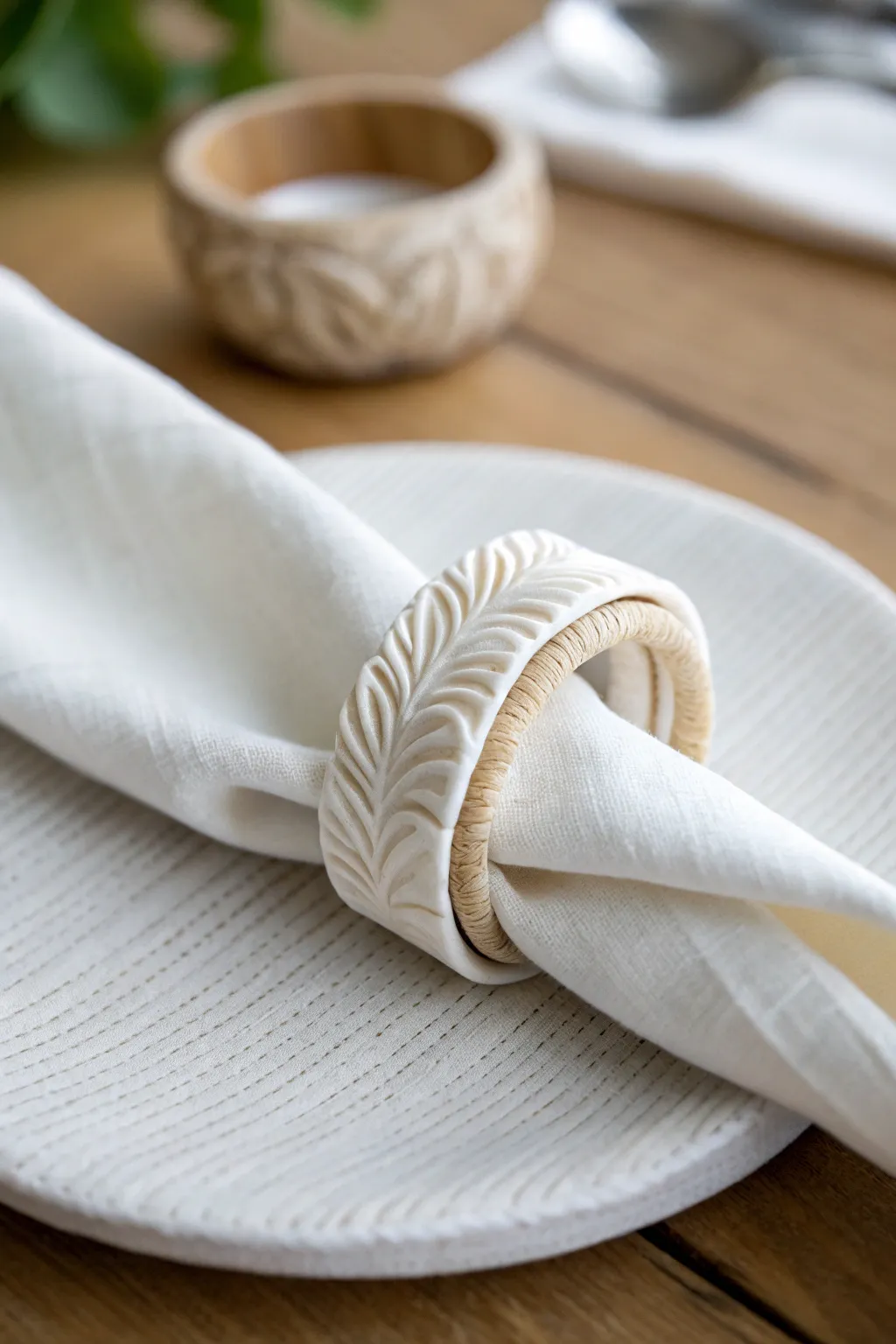 Elevate your tablescape with handcrafted polymer clay napkin rings that embody simplicity and elegance.