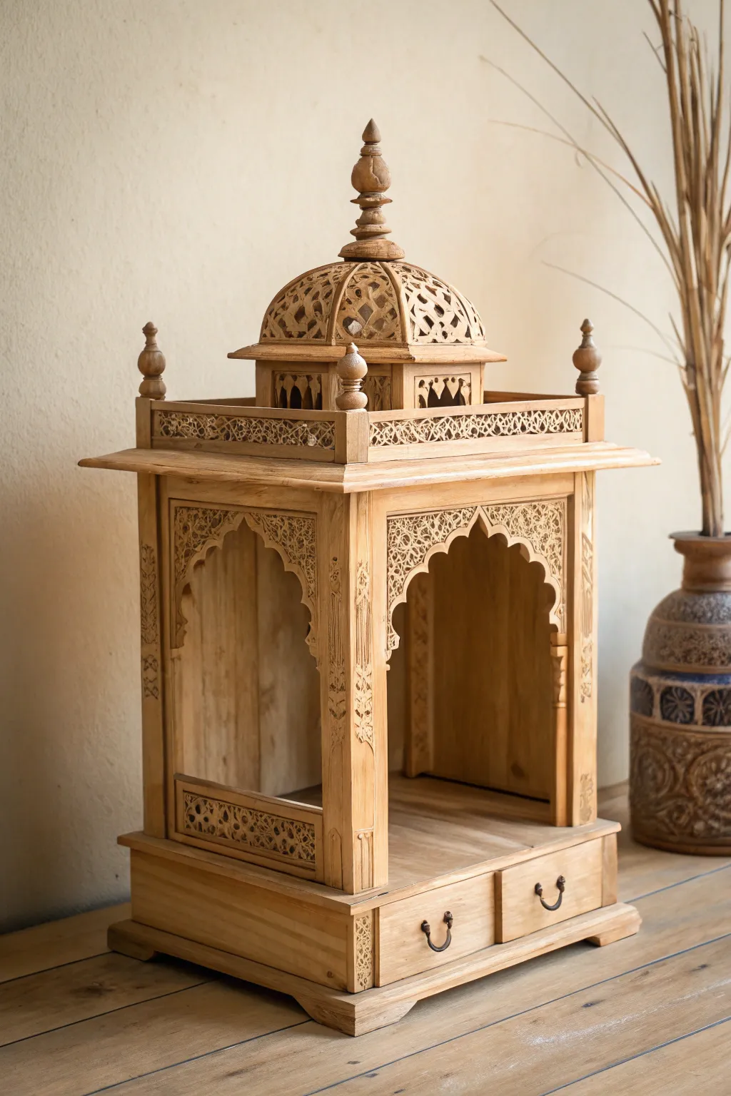 Elevate your spiritual space with minimalist elegance and a touch of architectural flair.