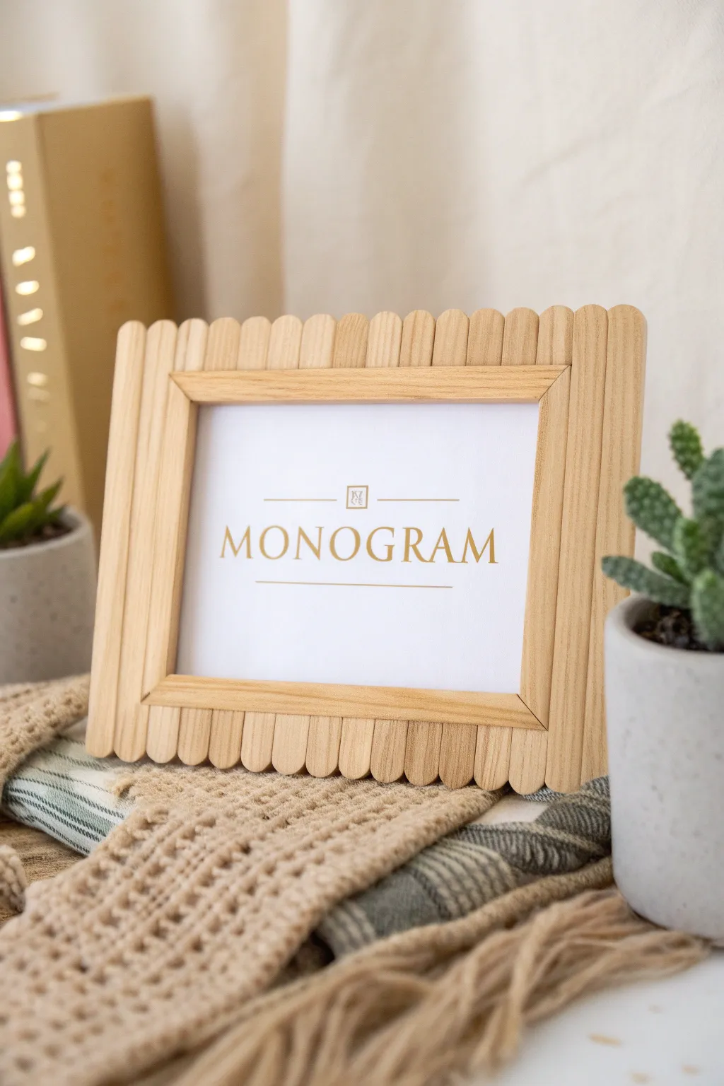 Elegance in Simplicity: A Monogrammed Masterpiece for Cherished Memories.