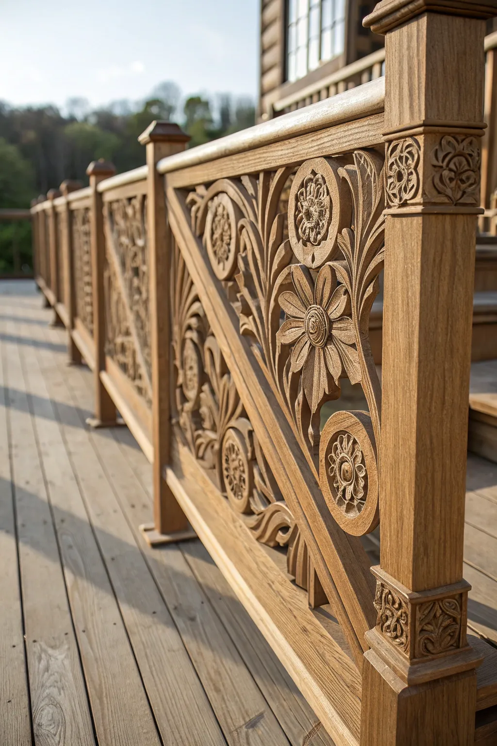 Elevate your deck with custom-carved elegance that turns functional into phenomenal.