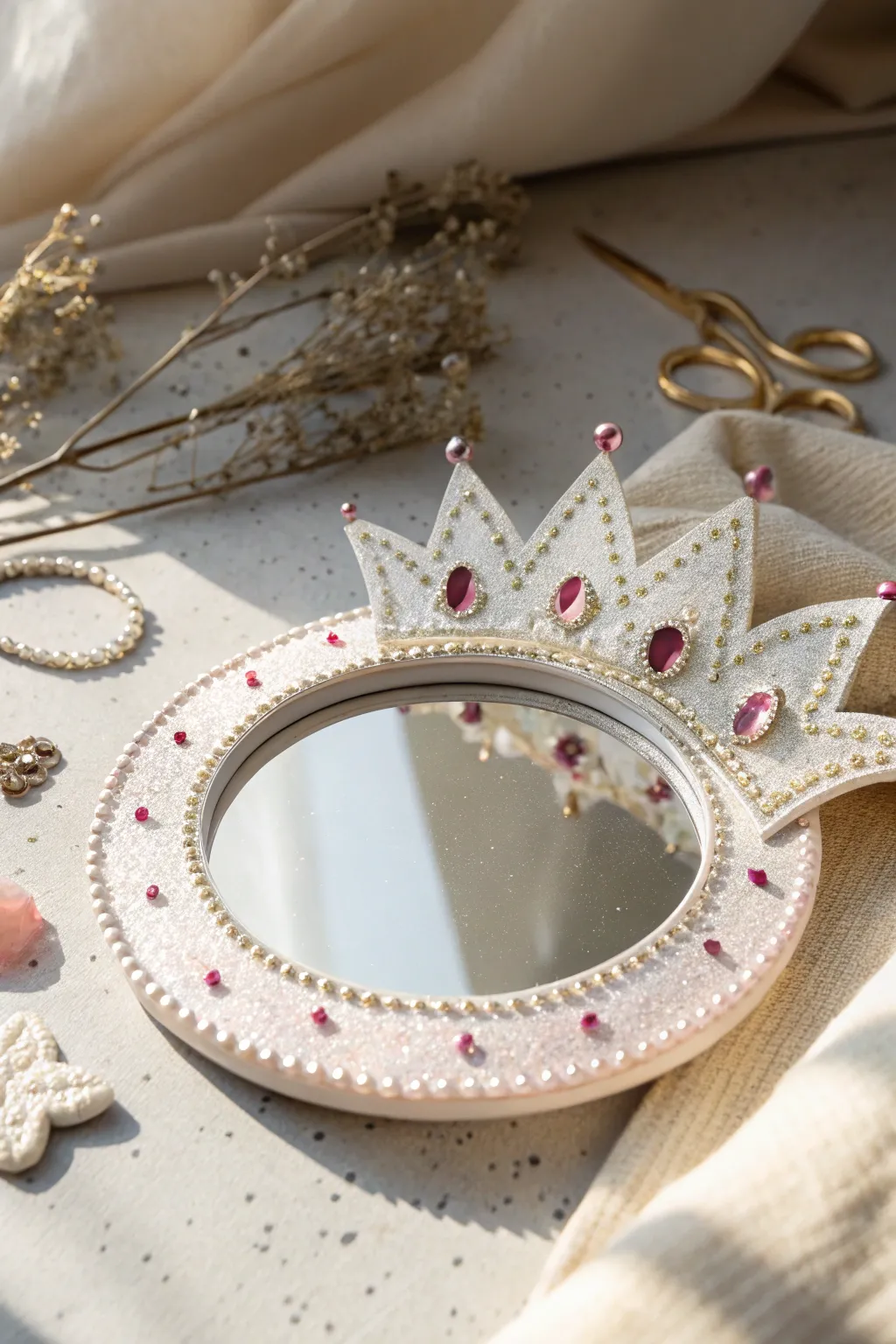 Transform ordinary into extraordinary with this DIY Princess Mirror, where simplicity meets elegance in every glittering detail.