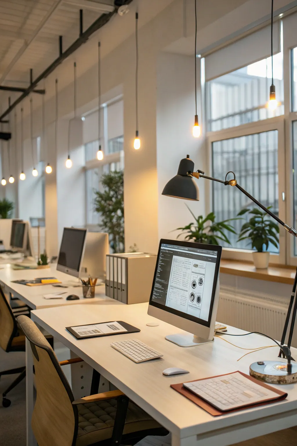Task lighting enhances focus and reduces eye strain in the office.