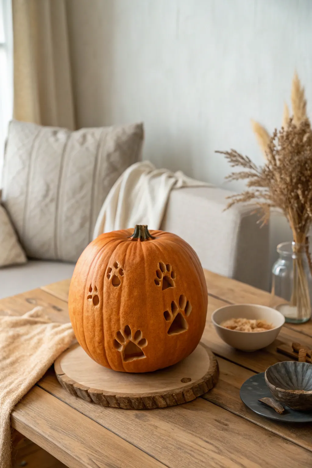 Add a touch of whimsy to your autumn decor with these charming animal print pumpkin carvings. Perfect for beginners seeking elegance in simplicity. 🎃✨ #ScandiBoho #PumpkinArt