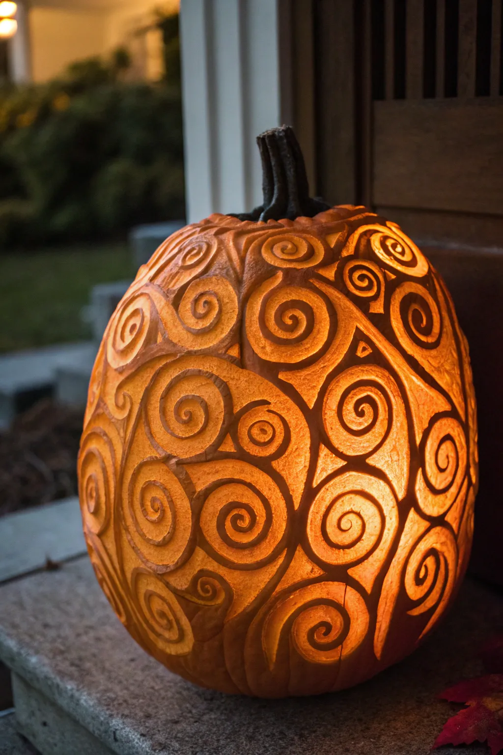 Get mesmerized by the art of hypnotic swirl carvings.