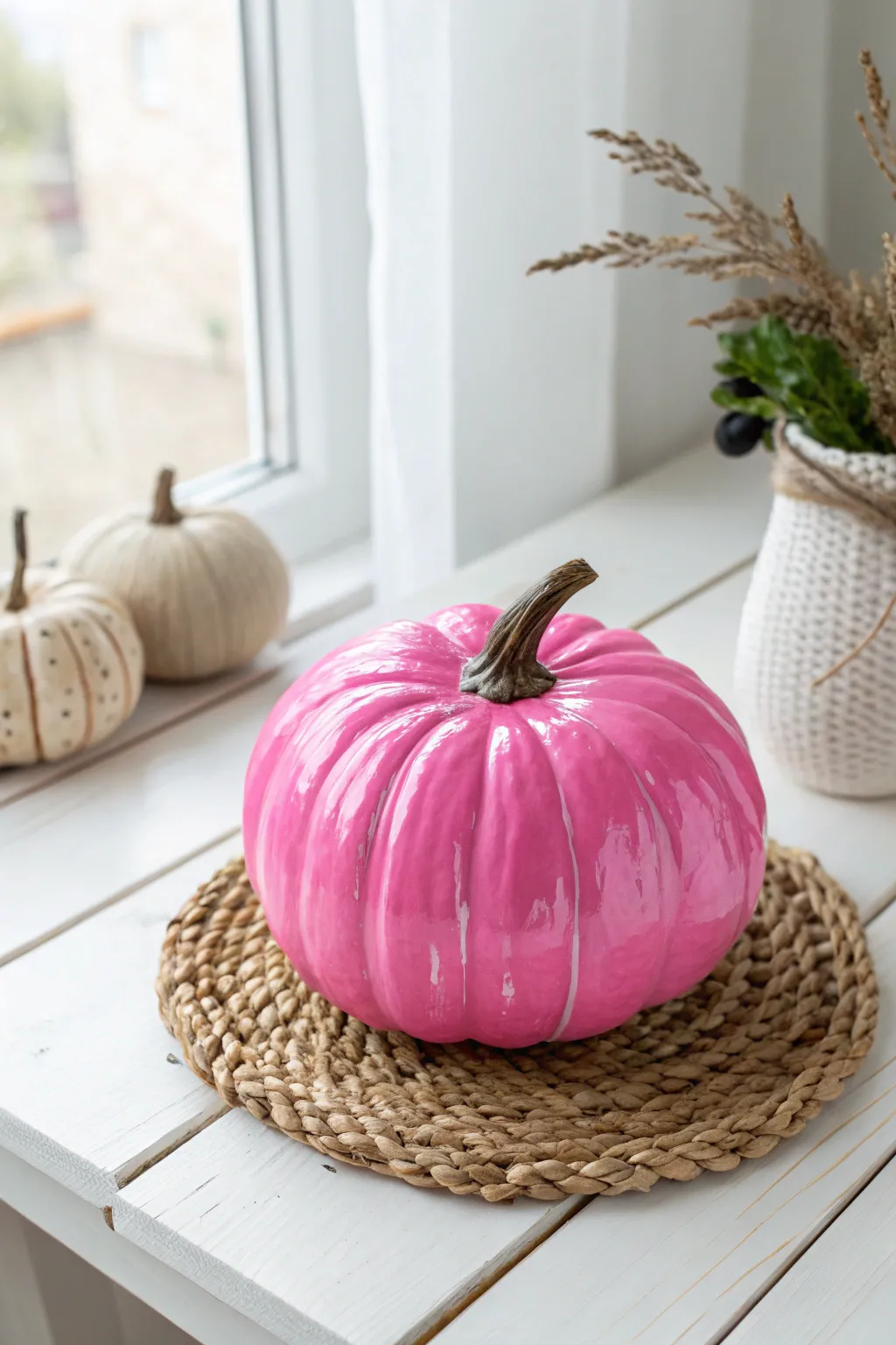 Brighten your autumn decor with a bold neon pumpkin splash!