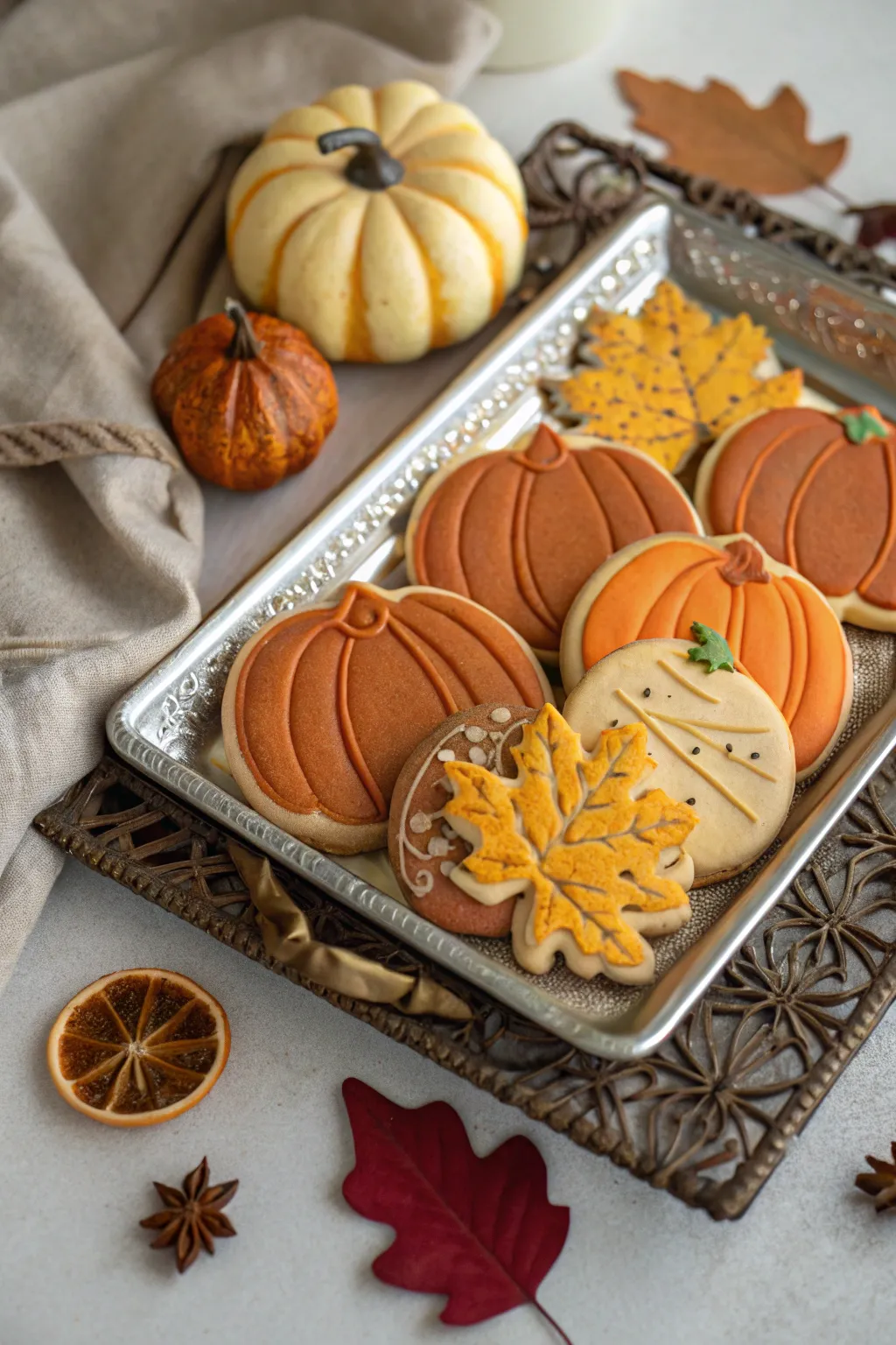 Pumpkin spice cutout cookies that are a sweet treat for any autumn occasion.