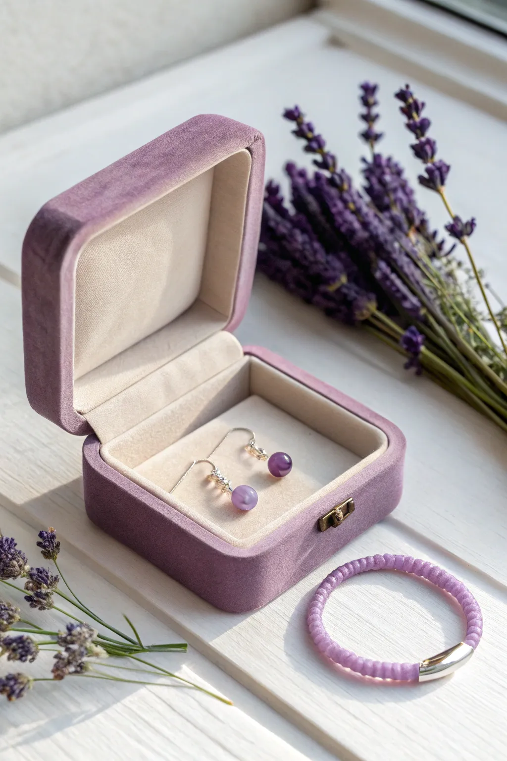 Elevate your gift with the elegance of a purple jewelry box — where simplicity meets sophistication.