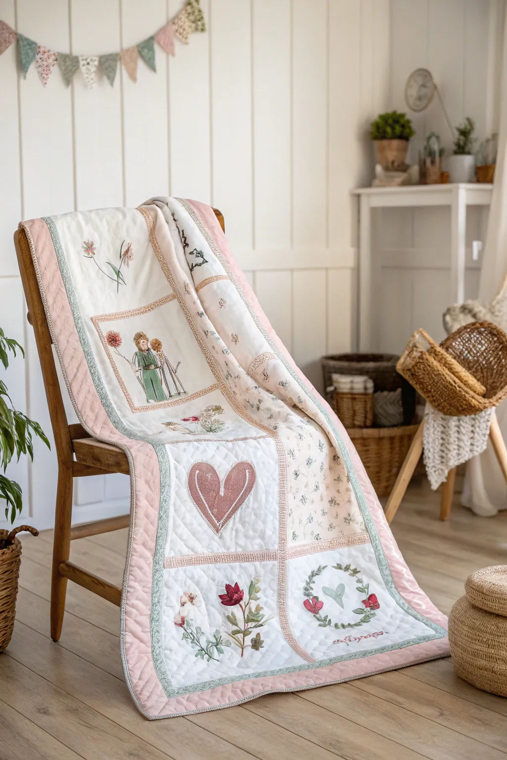 Wrap a love story in warmth and elegance with a handcrafted story quilt, the perfect wedding gift.