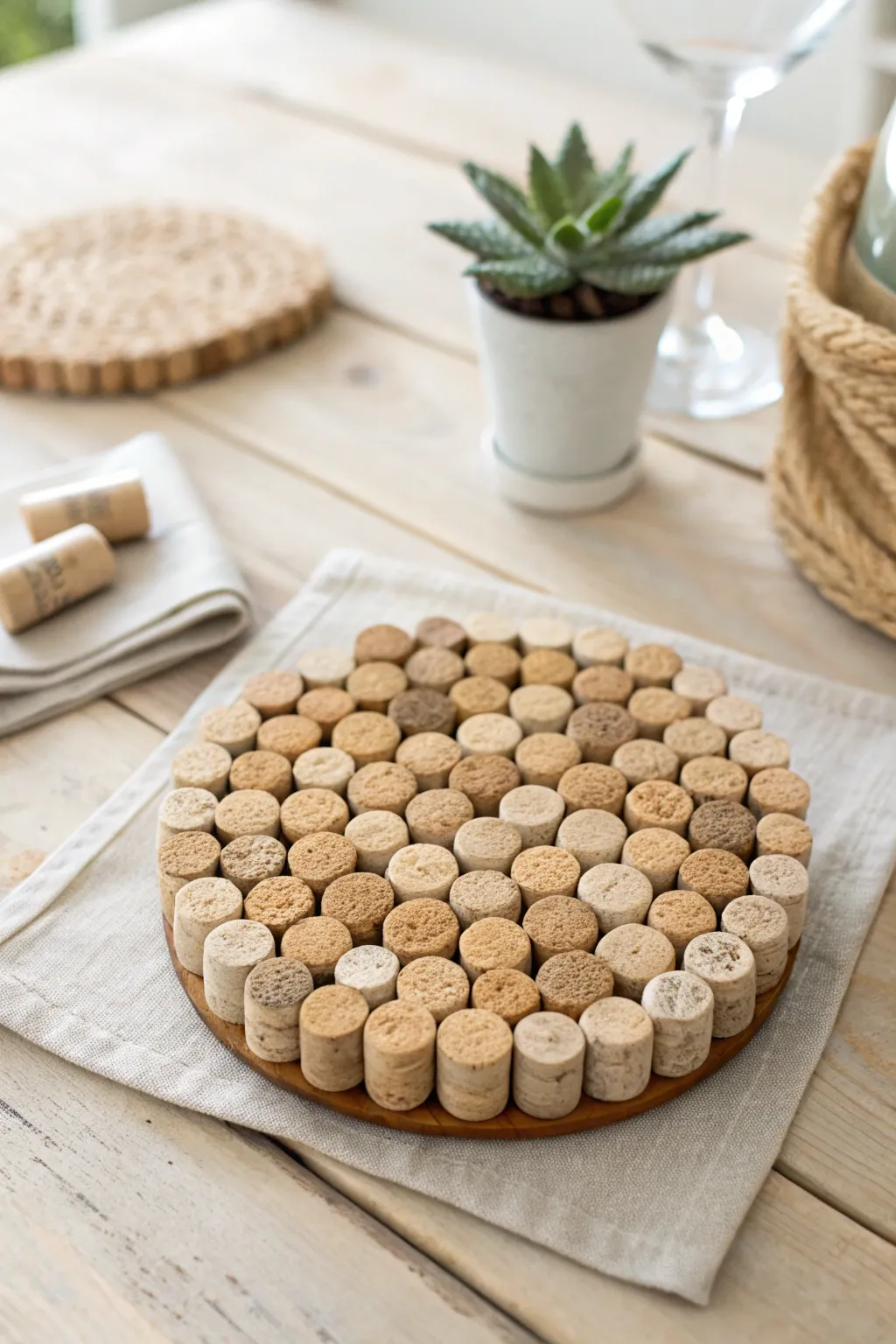 Elevate your kitchen style with a DIY wine cork trivet—where sustainability meets Scandinavian chic!