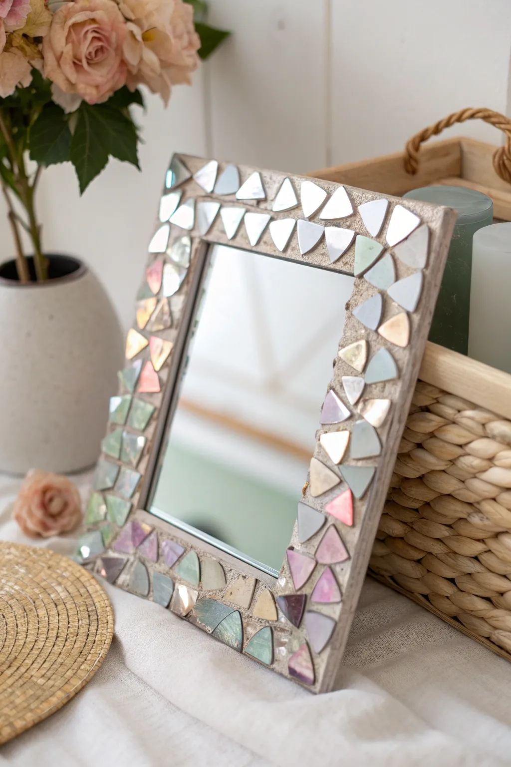 Transform old CDs into a stunning mirror mosaic, blending Scandinavian simplicity with a touch of Boho charm.