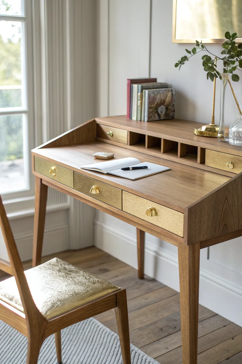 Transform your workspace with a touch of gold - a masterpiece of minimalist elegance!