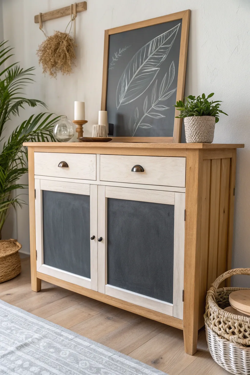 Transform your buffet into a statement piece with Chalkboard Chic – perfect for jotting down dinner menus with style!