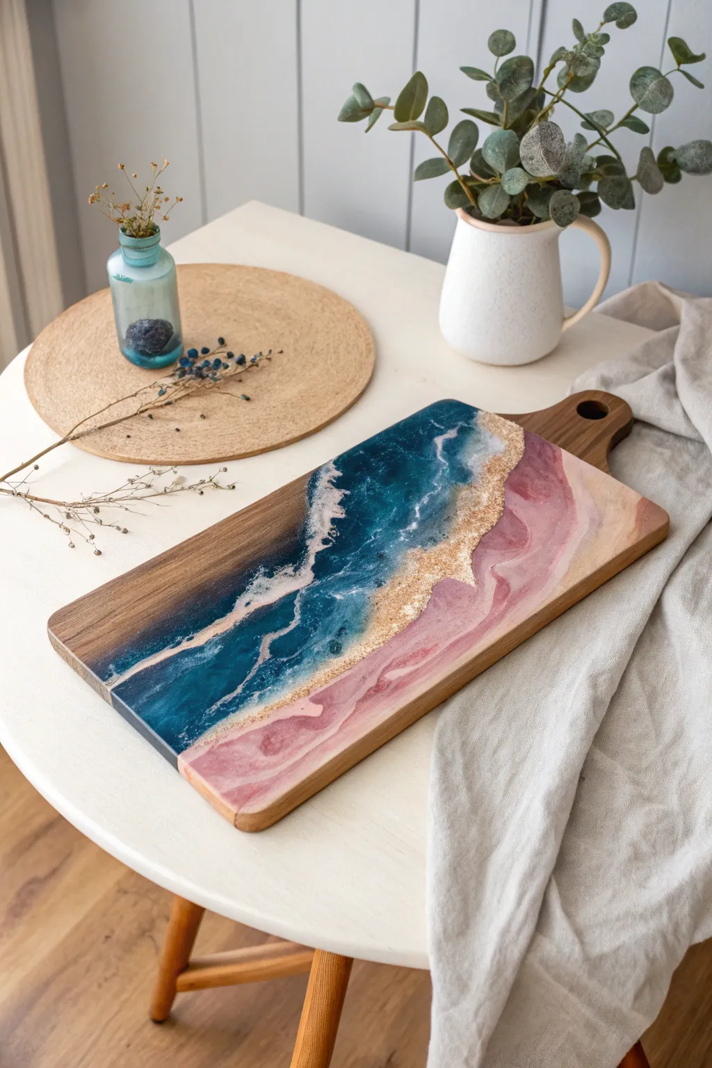 Transform your dining experience with this stunning abstract resin charcuterie board—where art meets functionality.