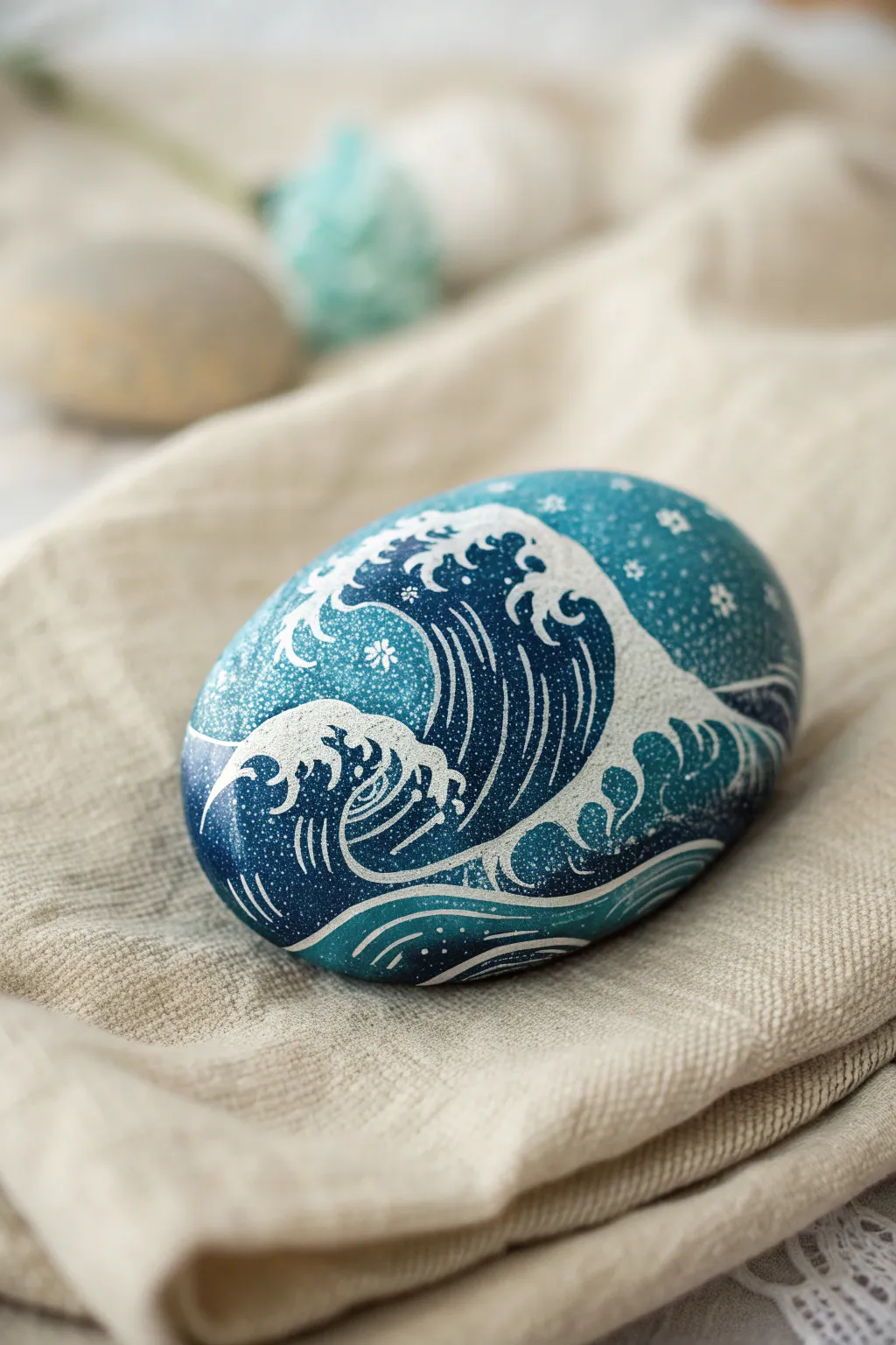 Bring the calming energy of the ocean into your home with this beautifully crafted wave rock art.