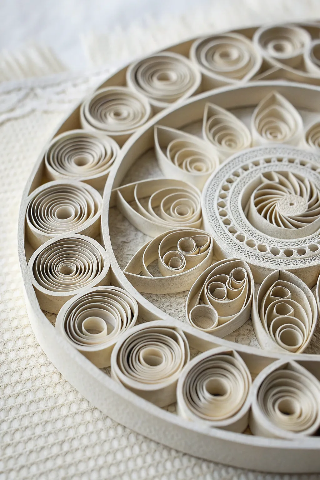 Discover the elegance of monochrome rolled paper art, perfect for adding a touch of sophistication to any minimalist space.