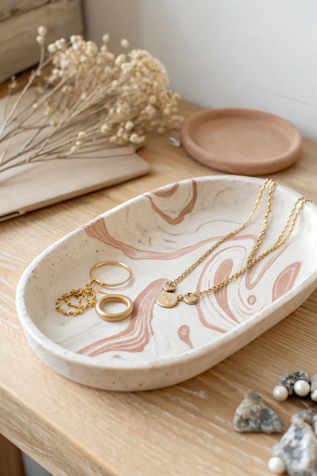 Elevate your jewelry organization with these handcrafted clay trays—where simplicity meets natural beauty.