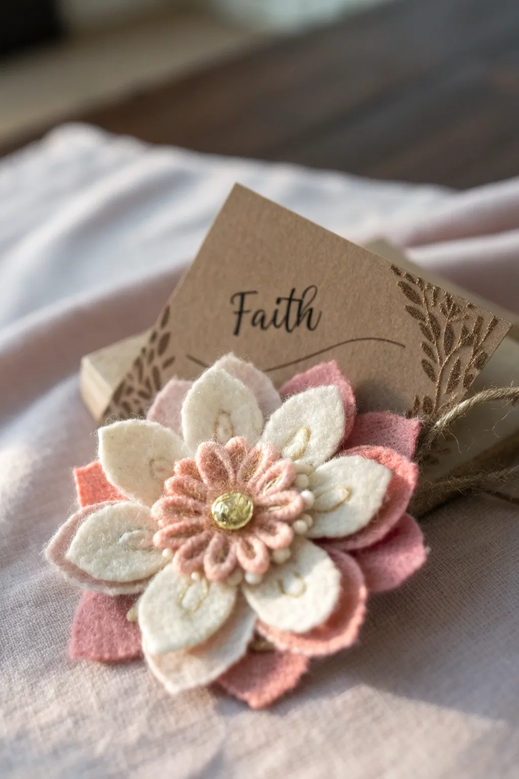 Combine creativity and spirituality with these exquisite felt flowers and heartfelt scripture cards.
