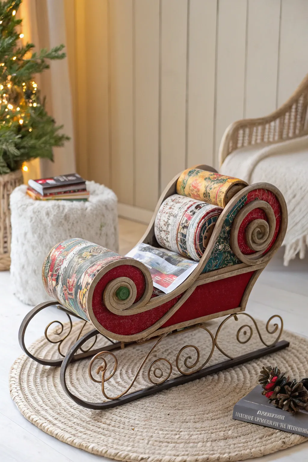 Transform old magazines into a stunning Santa sleigh, merging creativity with sustainability.
