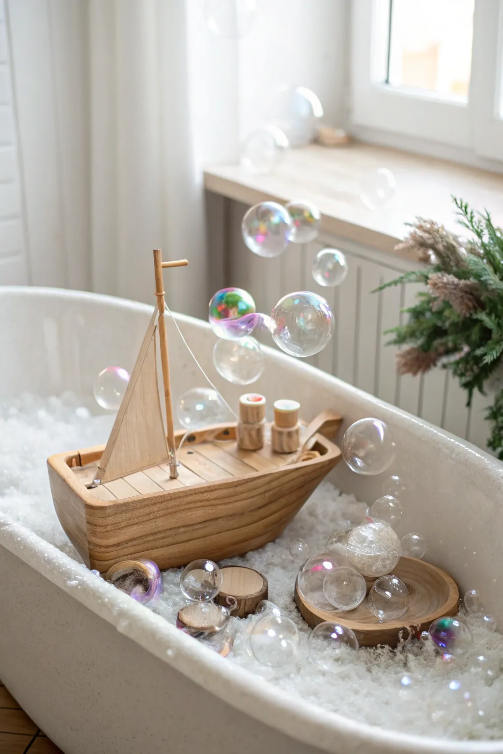 Dive into bubbly fun with this minimalist sensory bin—where imagination and play meet natural beauty!