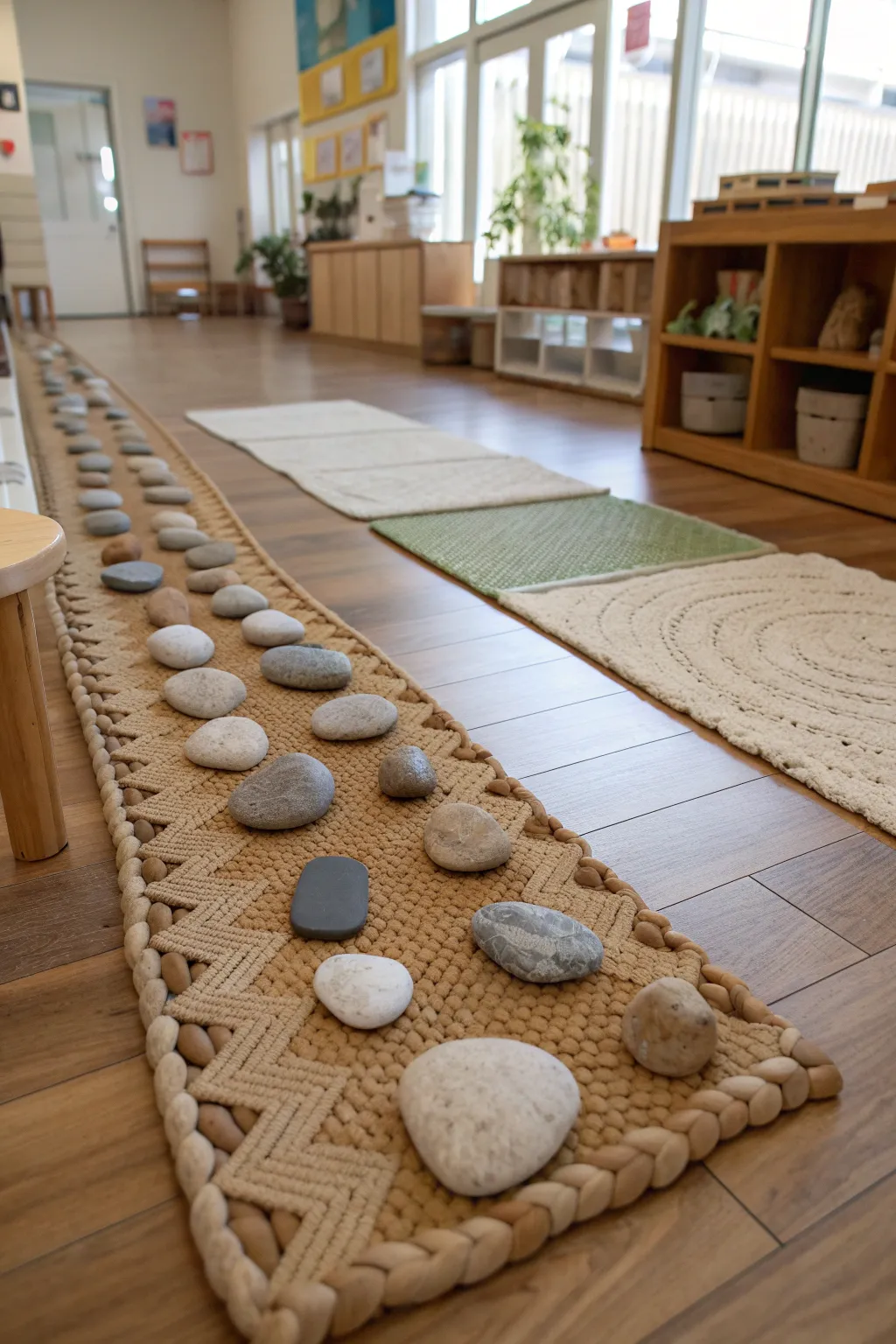 Explore the tactile journey: a minimalist sensory path that delights and inspires.