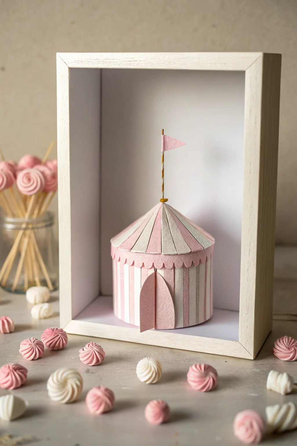 Step into a world of whimsical wonder with this charming carnival shadow box. 🎪✨