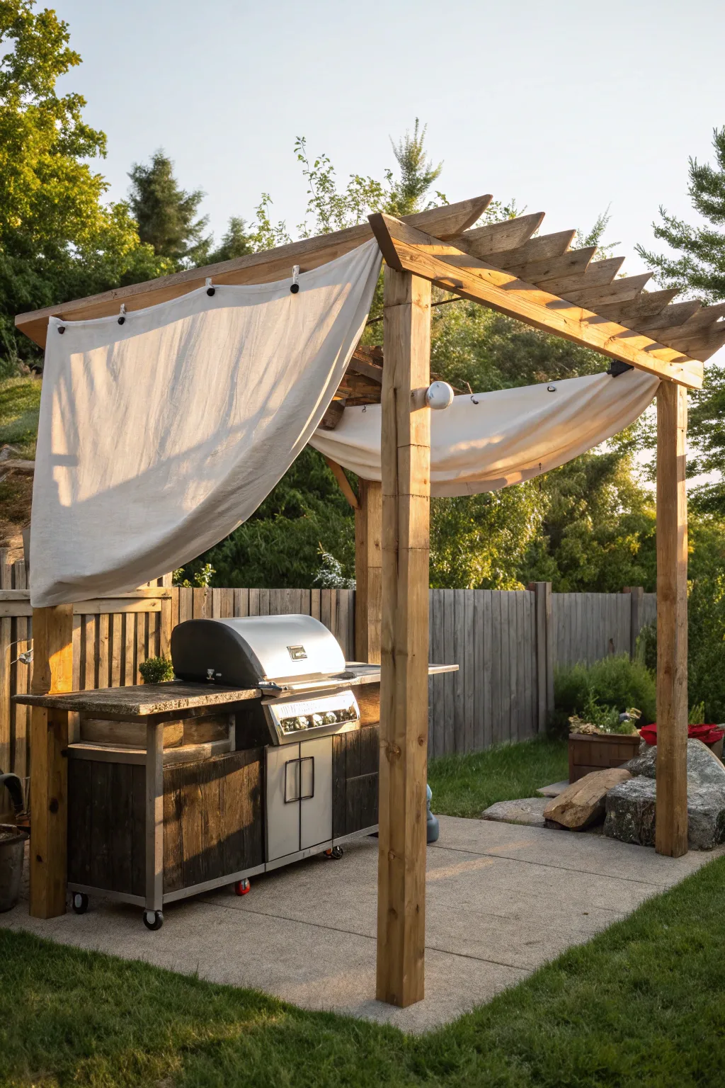 Elevate your grilling setup with a touch of craftsmanship using a simple DIY tarp tent.
