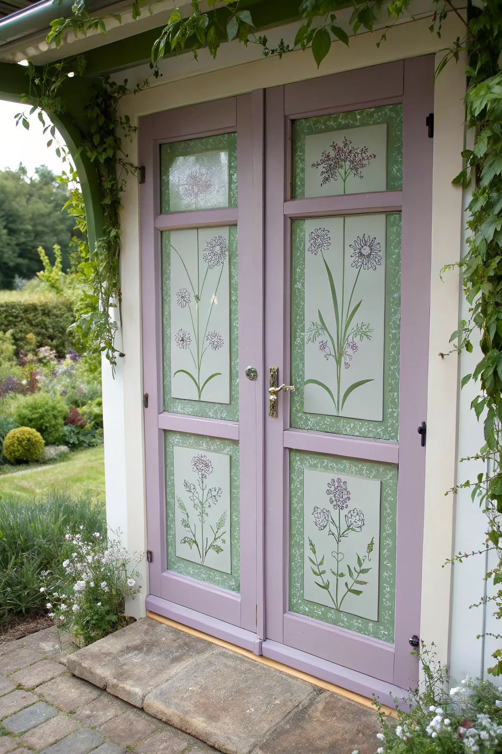Transform your entryway into a serene garden gateway with delicate floral artistry.