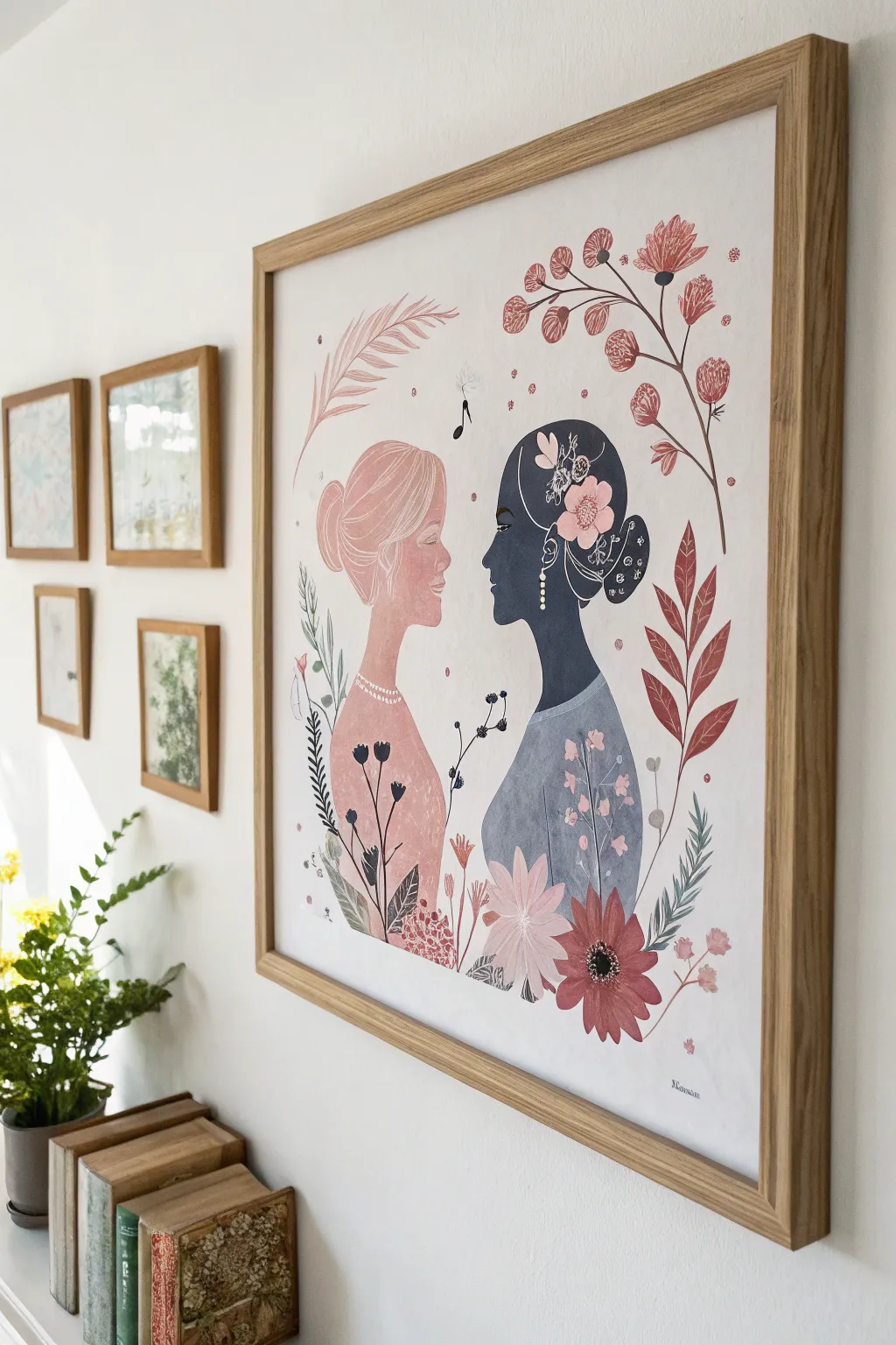 Celebrate the sisterly bond with a bespoke portrait that captures your unique connection in minimalist elegance.