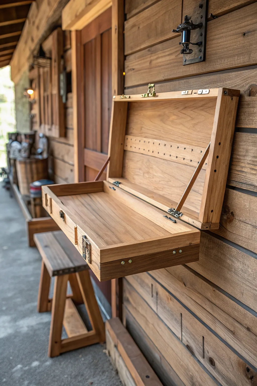 Sleek and space-savvy: This foldable workbench is a craftsman's dream, merging functionality with style.