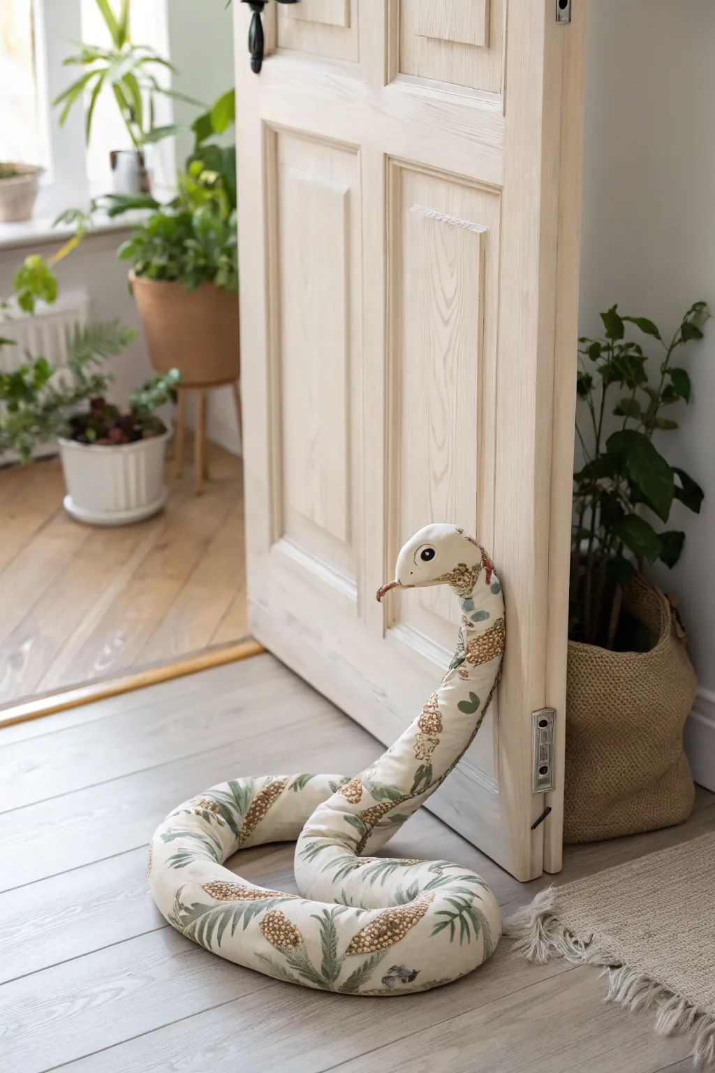 Add a touch of cozy elegance to your home with this handcrafted snake draft excluder 🌿✨ #ScandiBoho #CraftedComfort