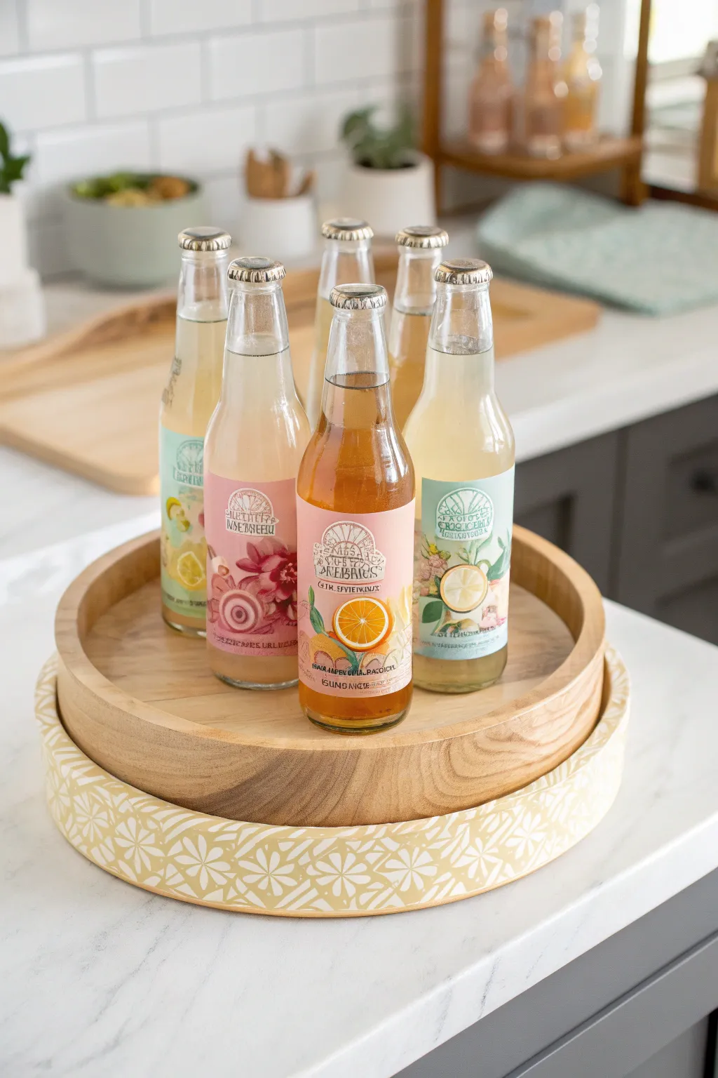 Spin your way to refreshment with this elegant Lazy Susan soda holder—where simplicity meets style.