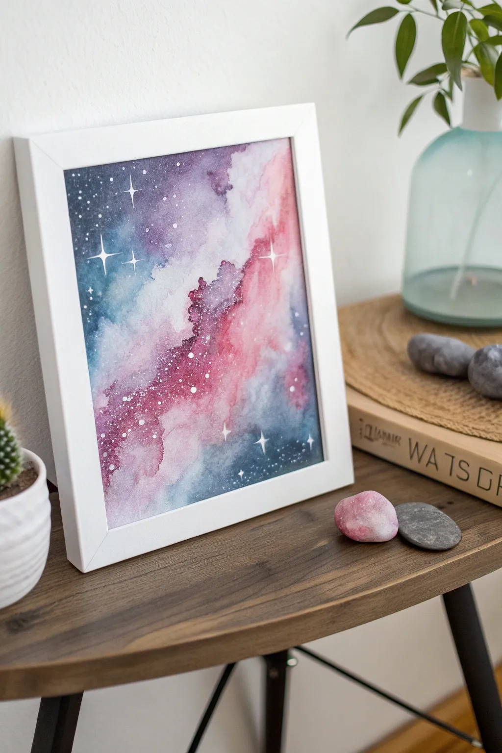Discover the enchanting beauty of a watercolor nebula, where colors blend seamlessly to create a celestial masterpiece.