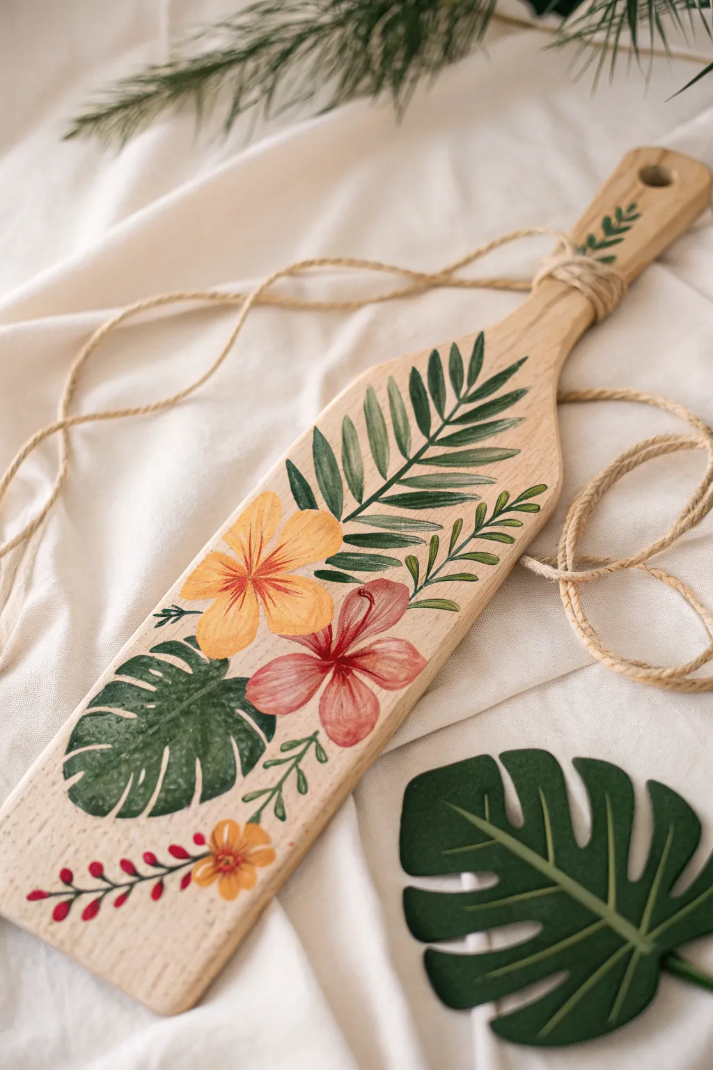 Escape to a Tropical Paradise with this exquisitely crafted sorority paddle, where minimalist design meets vibrant island dreams.