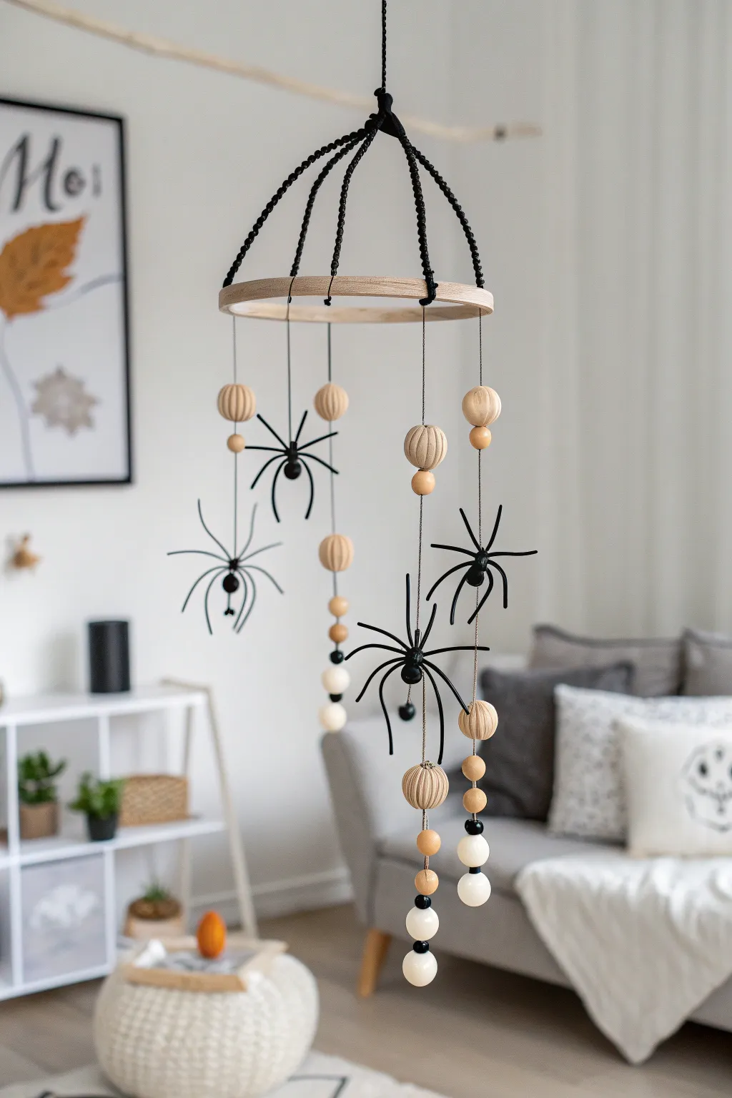 Elevate your decor with a touch of whimsy: DIY spider mobiles for a playful, minimalist vibe.