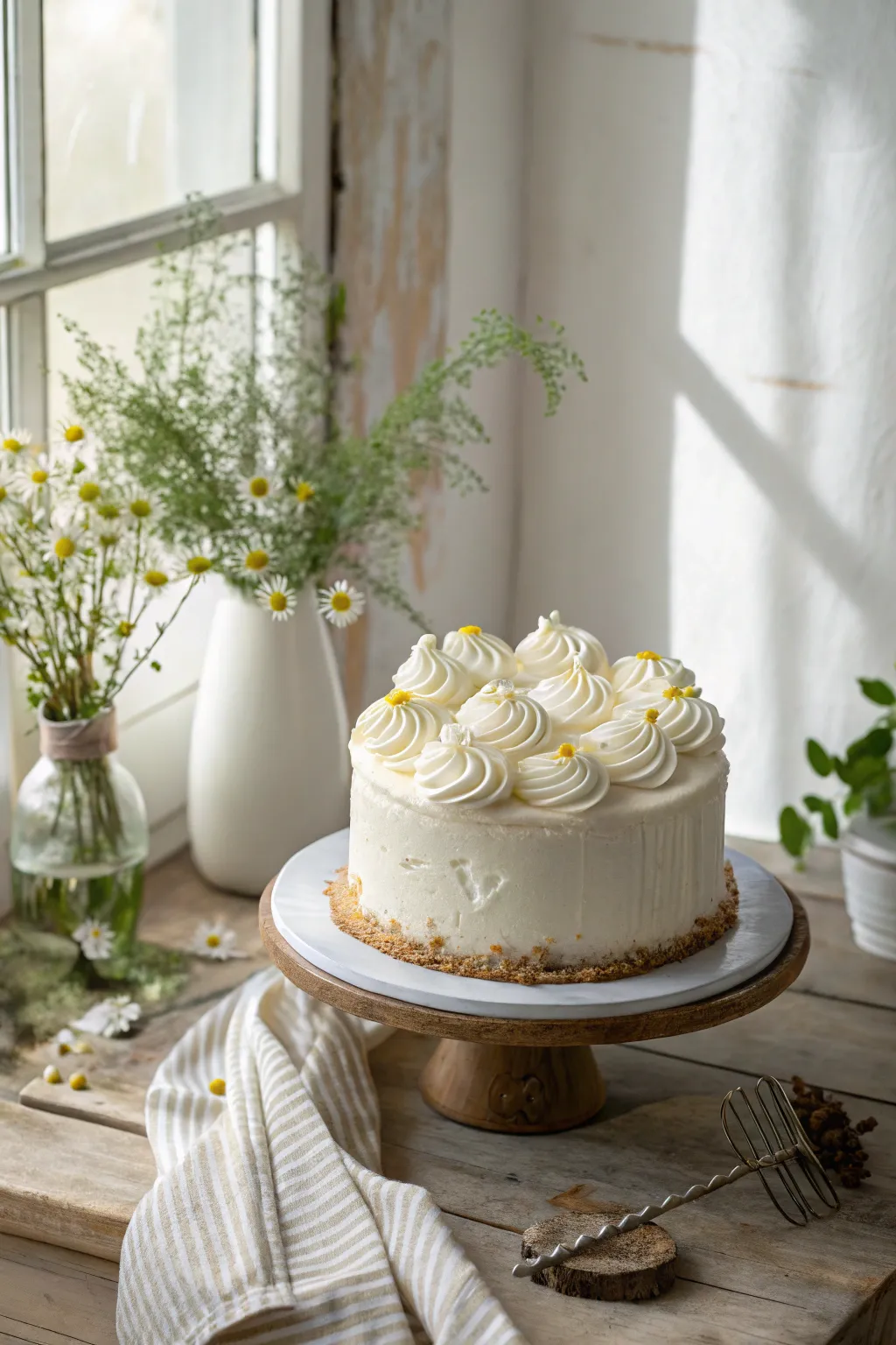 Embrace spring with elegant waves of whipped cream, where simplicity meets natural beauty.