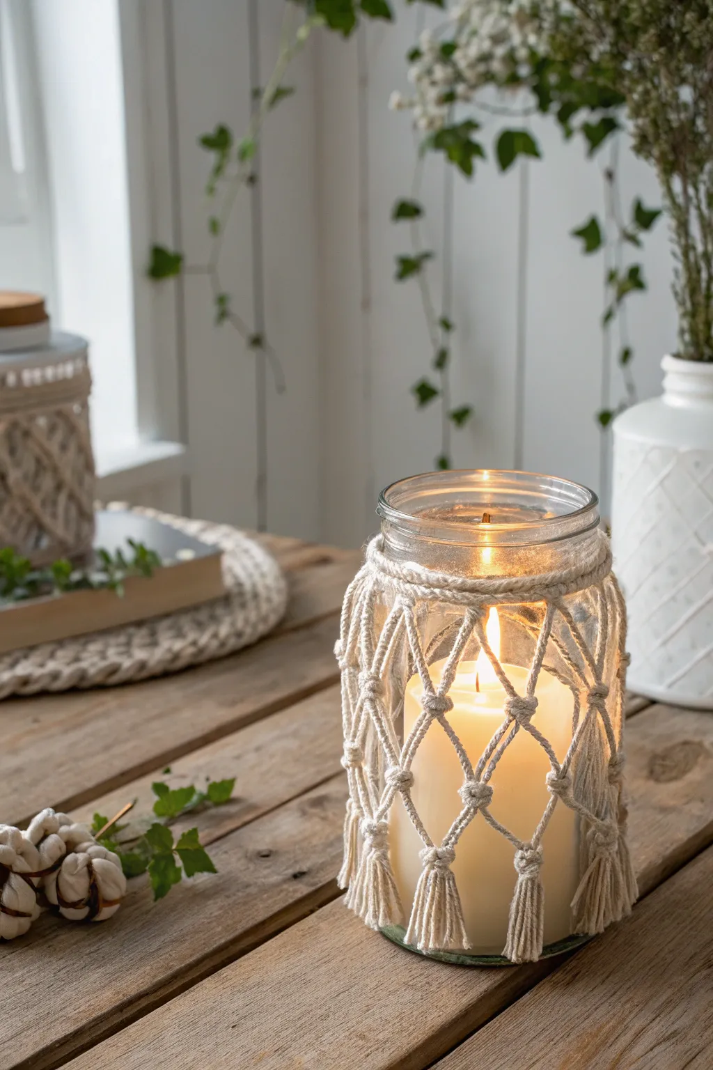 Illuminate your evenings with the enchanting glow of an upcycled glass jar lantern.