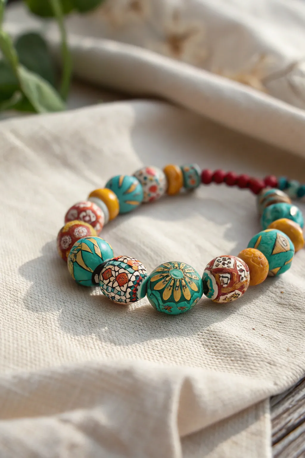 Celebrate summer with a vibrant handcrafted clay bead bracelet—wear a festival on your wrist!
