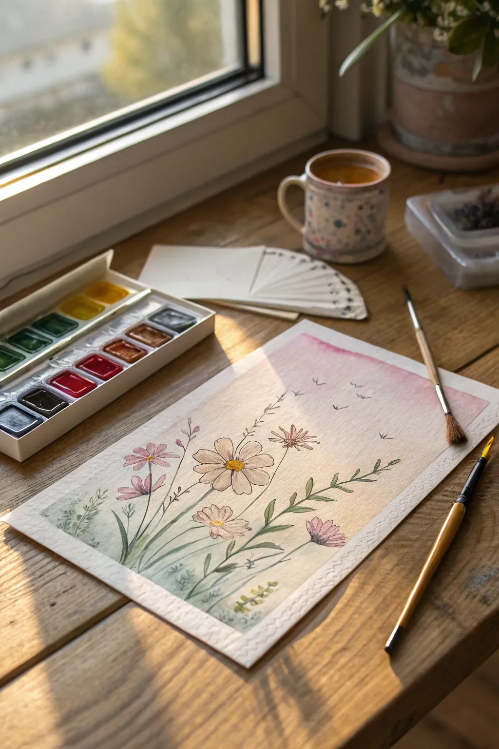 Capture summer's essence with handcrafted watercolor postcards 🌸✨
