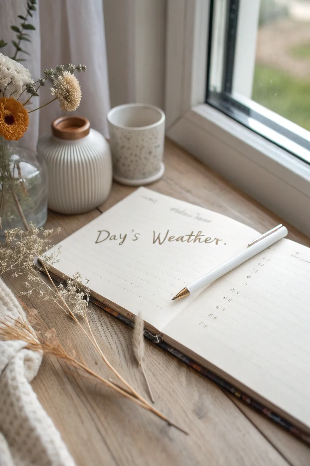 Capture the essence of summer with a daily weather log in your minimalist journal.