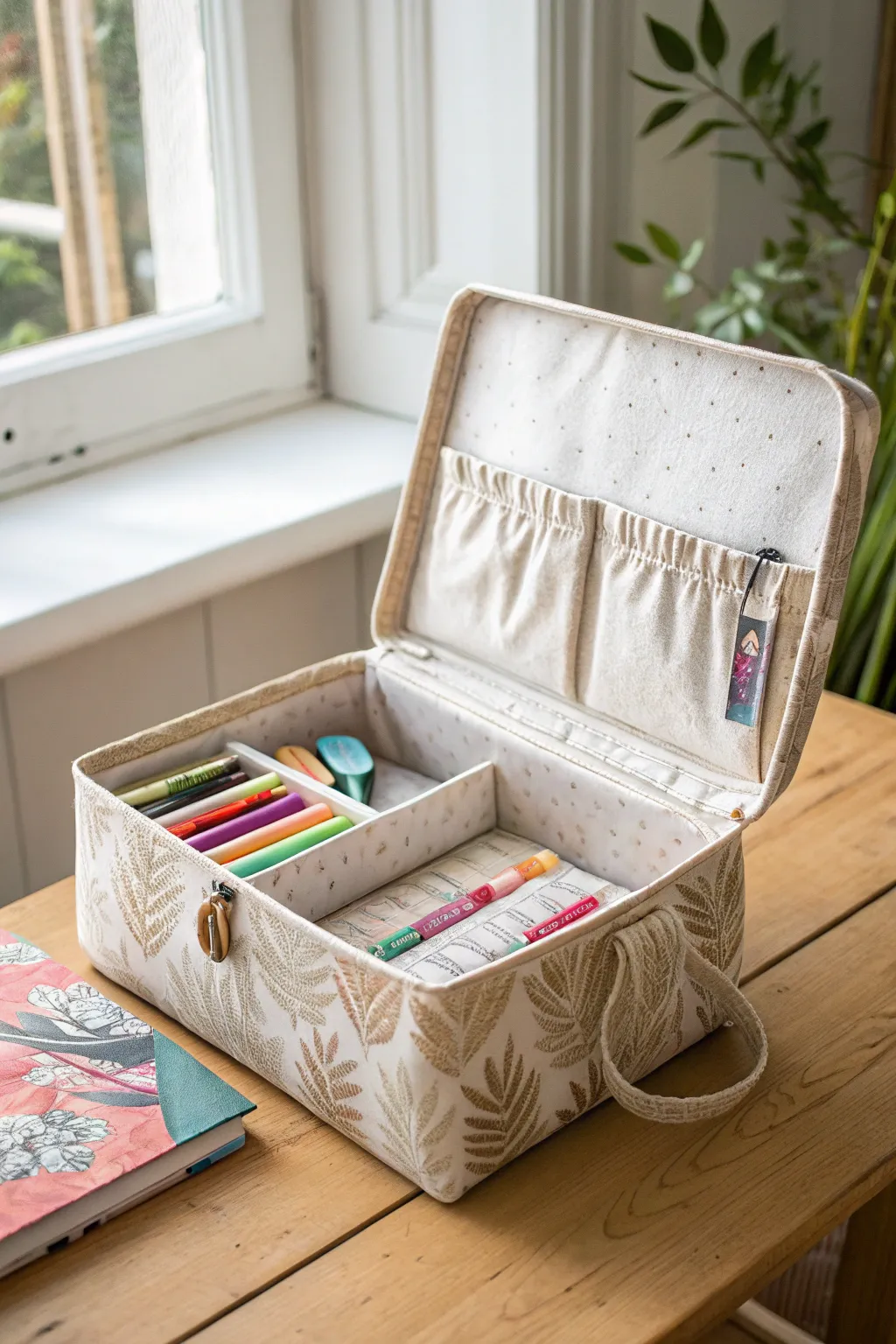 Transform your toolbox with upcycled fabric for a touch of eco-friendly elegance.