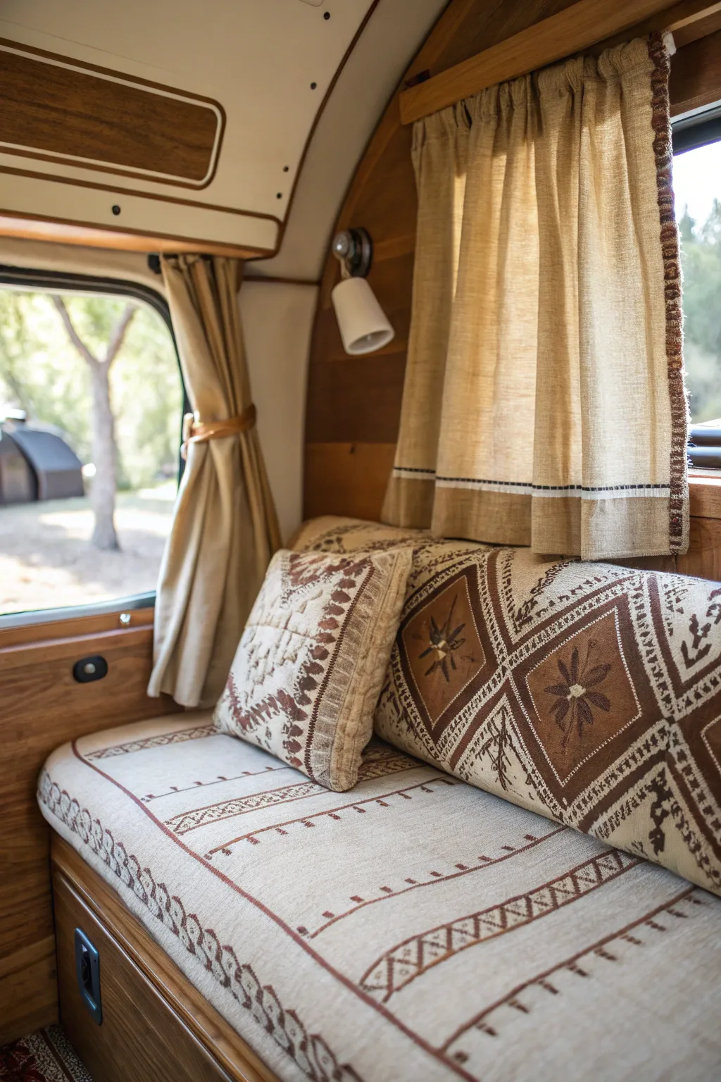 Transform your camper into a cozy retreat with custom decor that speaks to your style. #CraftedComfort