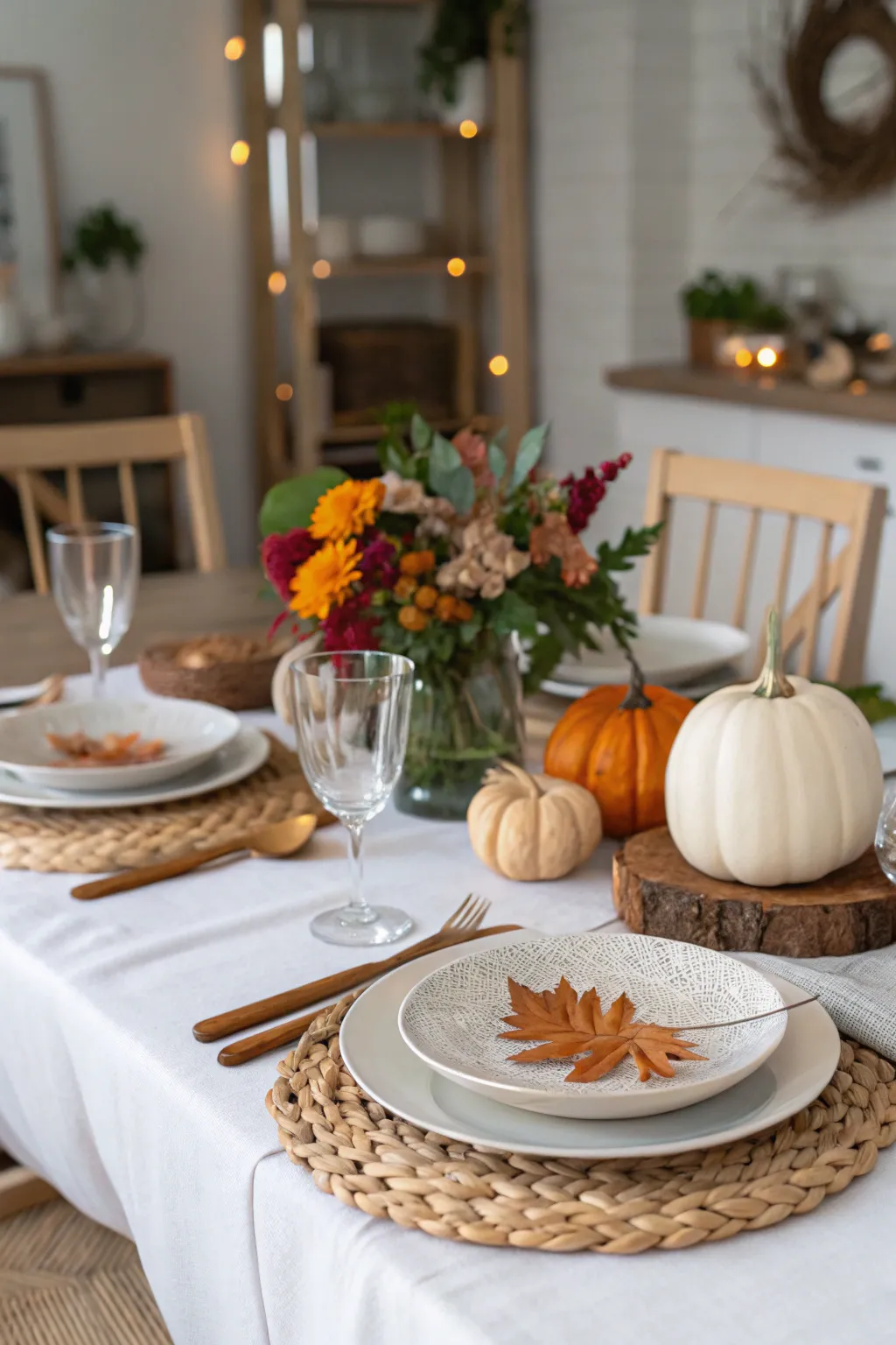 A mix of modern and rustic creates a balanced look.