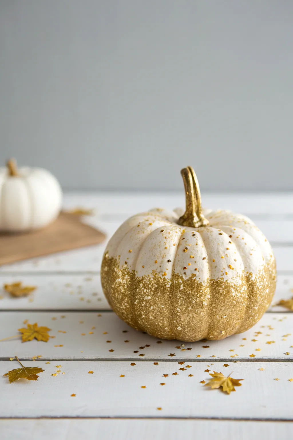 Add a touch of sparkle with a glittering pumpkin centerpiece that shines in simplicity.