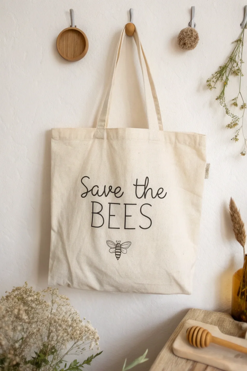Carry your values with style: Make an eco-statement with this minimalist 'Save the Bees' tote.