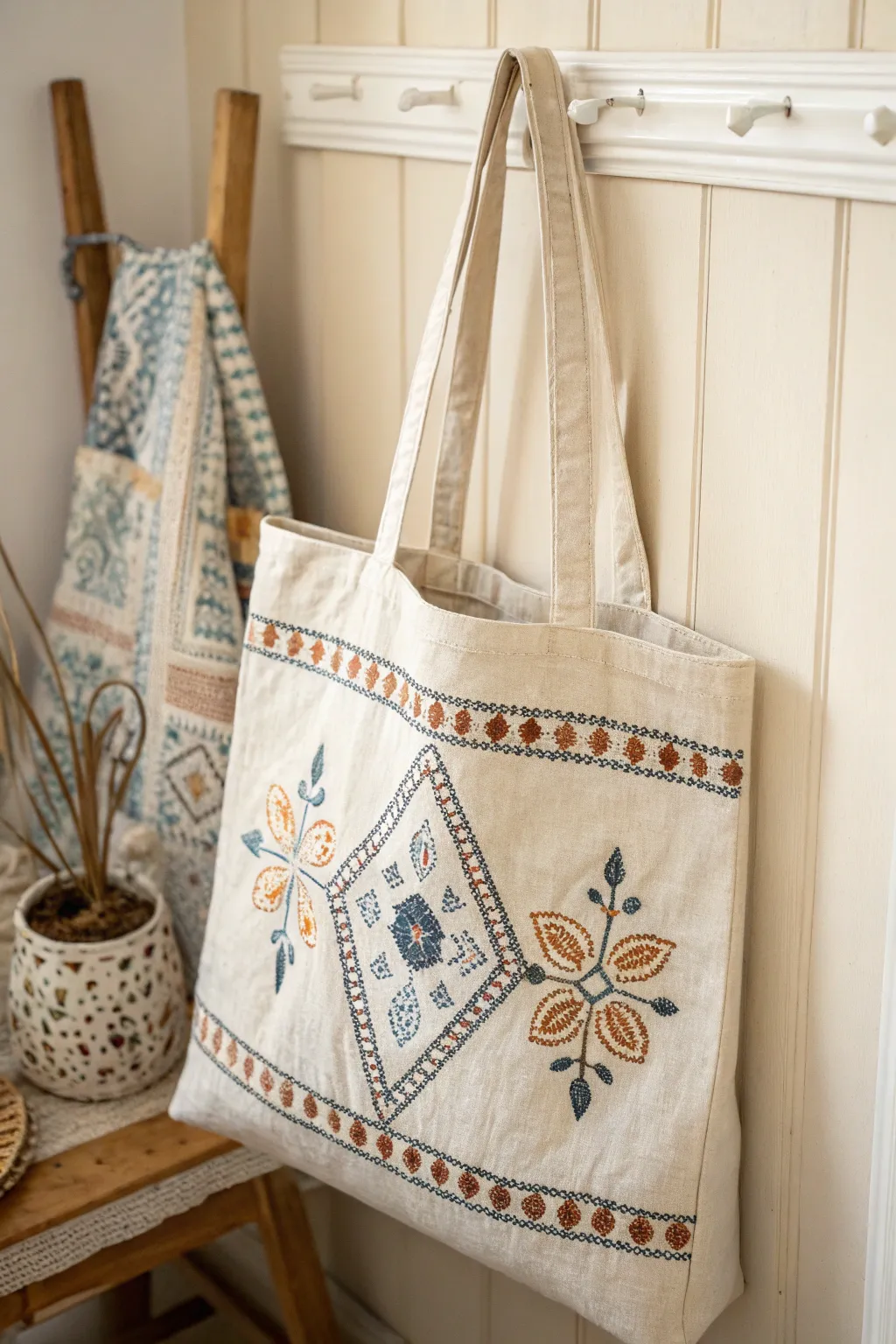 Discover the world through intricate embroidery—each stitch tells a story. #CulturalPatterns #ToteBagLove