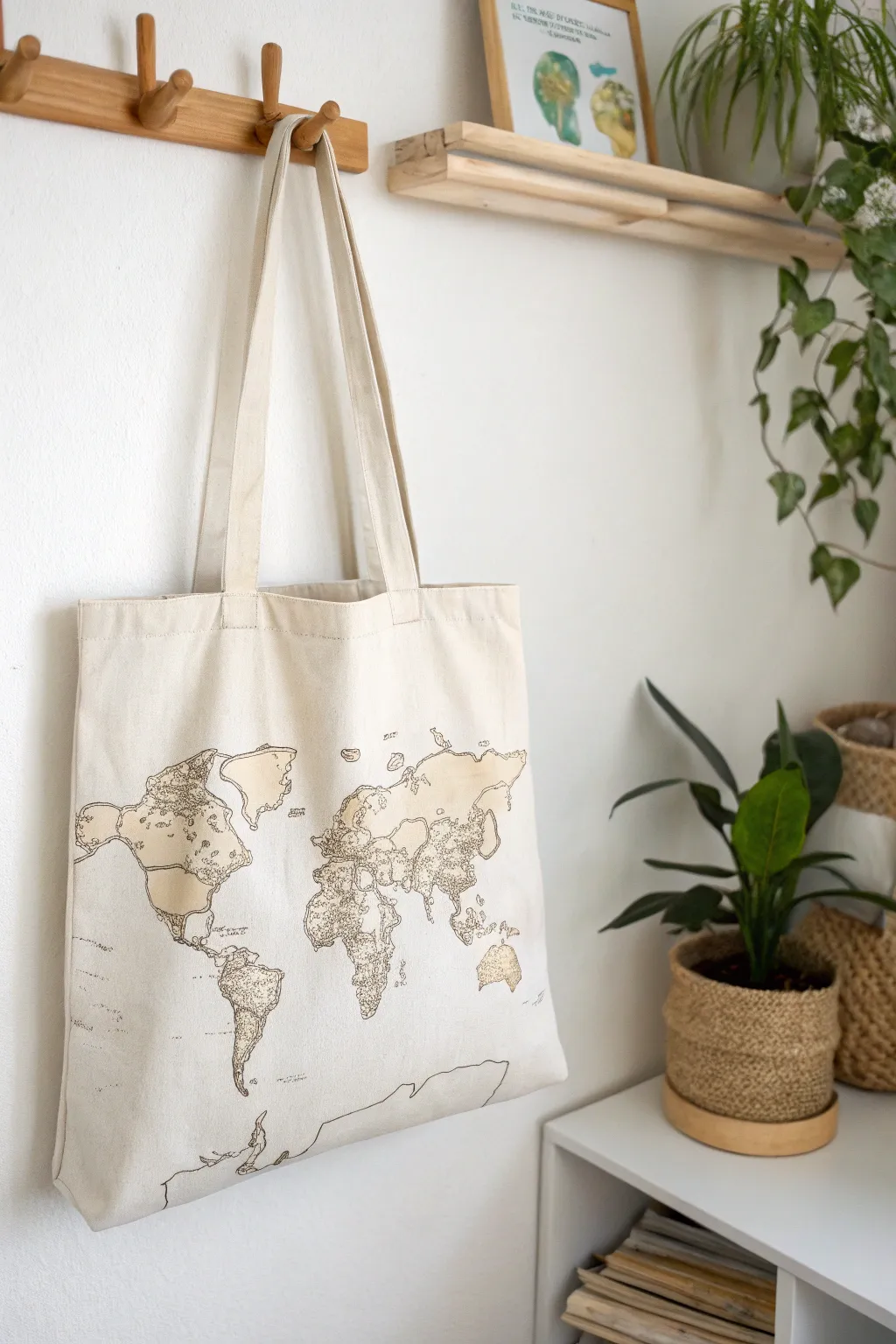 Carry your adventures with you: A minimalist tote bag that maps your journey in style.