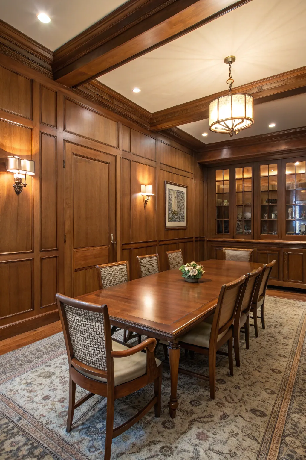 Wall paneling adds classic stateliness.