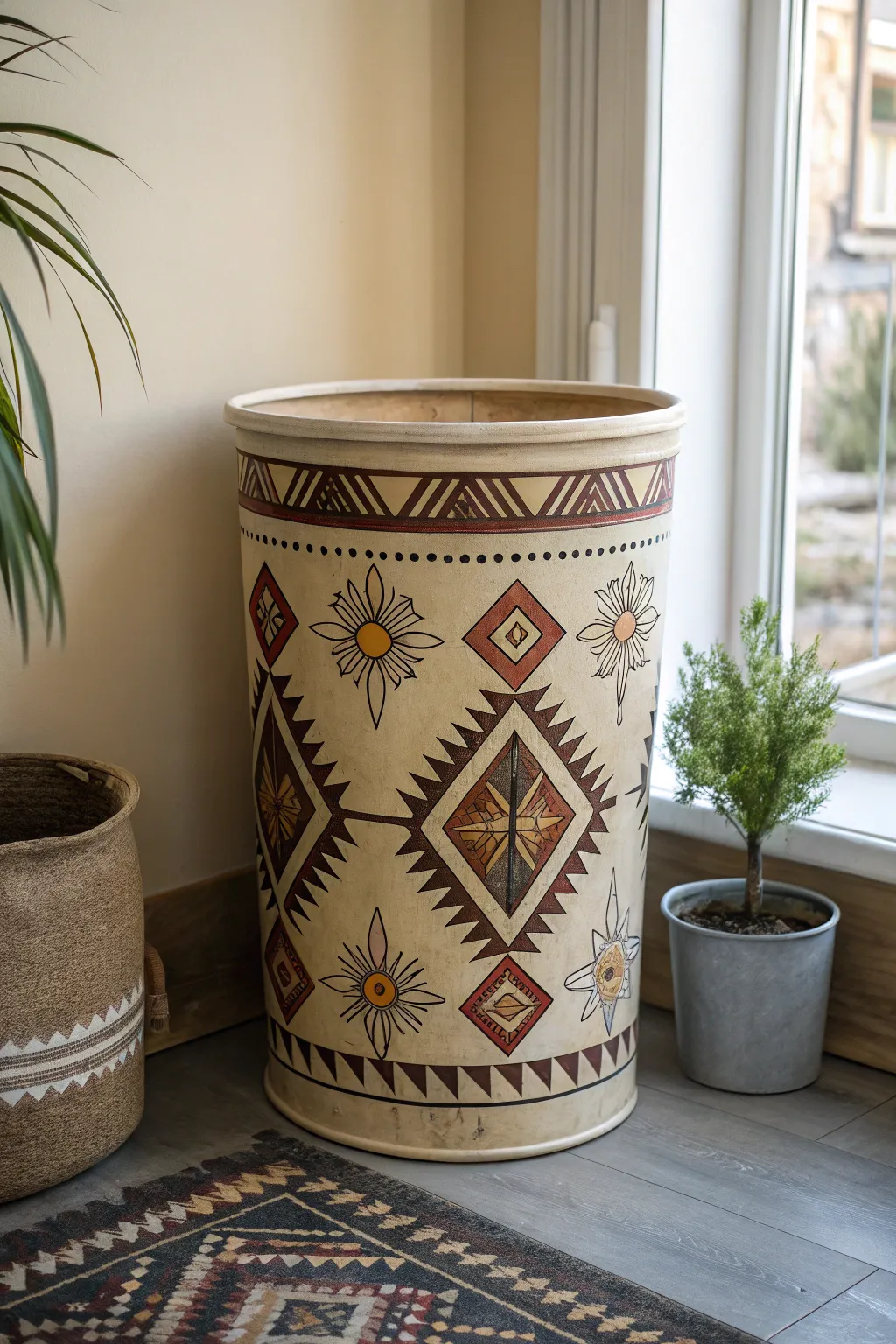Transform your decor with a touch of cultural elegance: Aztec-inspired artistry on a minimalist canvas.